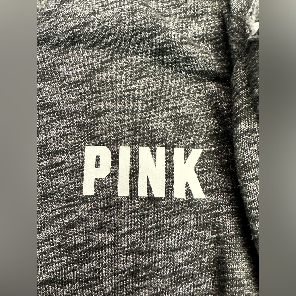 Victoria’s Secret PINK Small Gray Strappy Cold Shoulder Sweatshirt - Picture 4 of 8